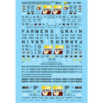 Microscale Indu MSI871491 HO Covered Hoppers, Farmers Grain