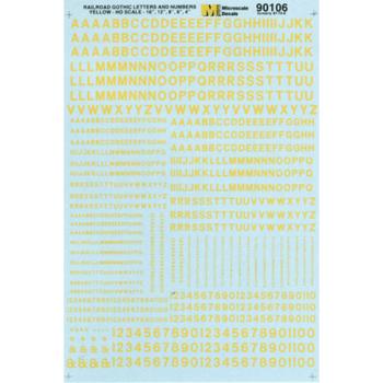 Microscale Indu MSI90106 HO Letters & Numbers, Gothic/Yellow