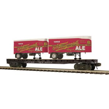 Mikes Train Hou MTH2095126 O Flat w/2 PUP Trailer, Narragansett Ale