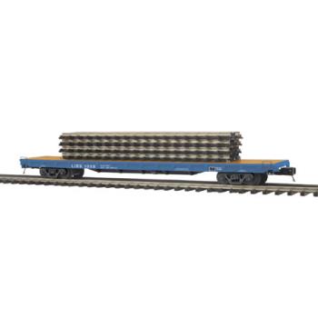 Mikes Train Hou MTH2095146 O 60' Flat w/4 ScaleTrax 10" Straights, LIRR