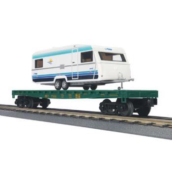 Mikes Train Hou MTH3076536 O-27 50' Flat w/Camper, MEC