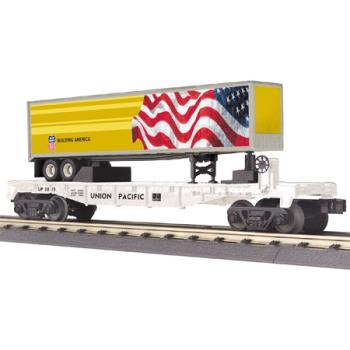 Mikes Train Hou MTH3076584 O-27 Flat w/40' Trailer, UP