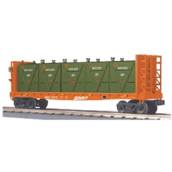 Mikes Train Hou MTH3076604 O-27 Flat w/ Bulkheads & LCL Containers, BNSF