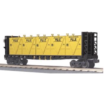 Mikes Train Hou MTH3076606 O-27 Flat w/ Bulkheads & LCL Containers, P&LE