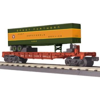 Mikes Train Hou MTH3076612 O-27 Flat w/40' Trailer, GN