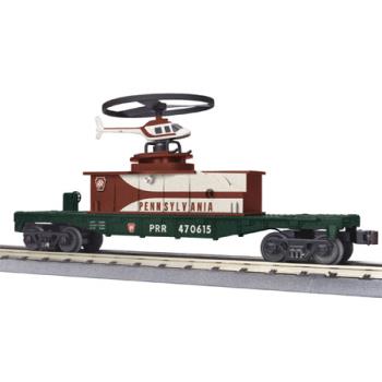 Mikes Train Hou MTH3079455 O-27 Flat w/Operating Helicopter, PRR