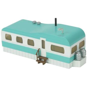 Mikes Train Hou MTH3090108 O Stainless Mobile Home, Turquoise/White