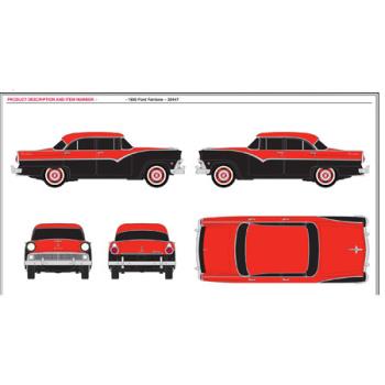 CLASSIC METAL W MWI30447 HO 1955 Ford Fairlane, Red w/Raven Black