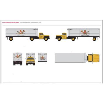 CLASSIC METAL W MWI51164 N 1954 Ford Tractor Aerovan Sets,Yellow Freight(2)