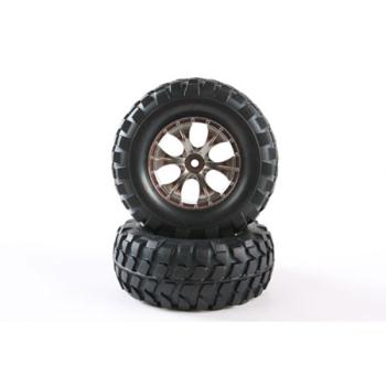 TAMIYA TAM54483 Rock Block Tires w/Tapered 6-Spoke Wheels