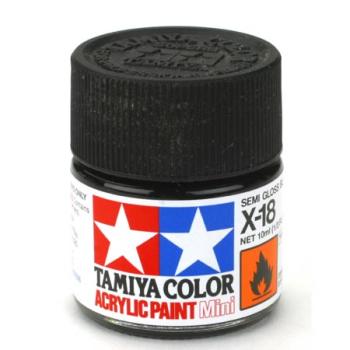 TAMIYA TAM81518 X-18 BLACK SEMI-GLOSS ACRYLIC PAINT