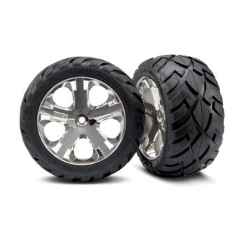 TRAXXAS TRA3773 Anaconda Rear Tires w/All-Star Wheels (2) (Chrome) (Standard)