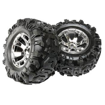 TRAXXAS TRA5673 Canyon 3.8" Pre-Mounted Tires w/Geode Wheels (2) (Summit) (Chrome)