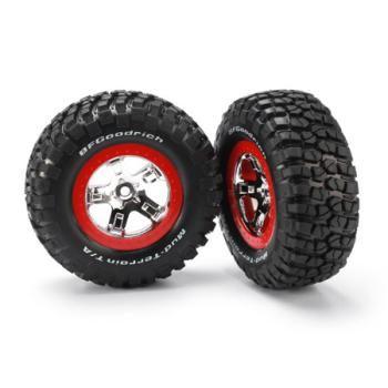 TRAXXAS TRA5867 BFGoodrich KM2 Tire & Wheels (2) (Rear) (Chrome) (Standard)