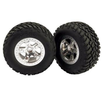 TRAXXAS TRA5873 2.2/3.0 Tire w/SCT Rear Wheel (2) (Satin Chrome) (Standard)