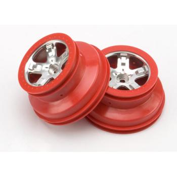 TRAXXAS TRA5874A 12mm Hex Dual Profile Short Course Wheels (Chrome/Red) (2) (Slash Front)