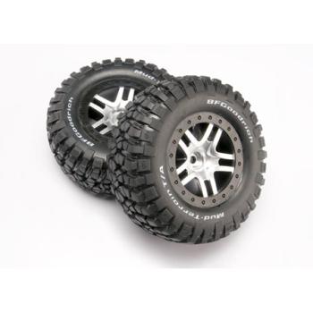 TRAXXAS TRA5877 BFGoodrich Mud TA Front Tire (2) (Satin Chrome) (Standard) w/ Split Spoke