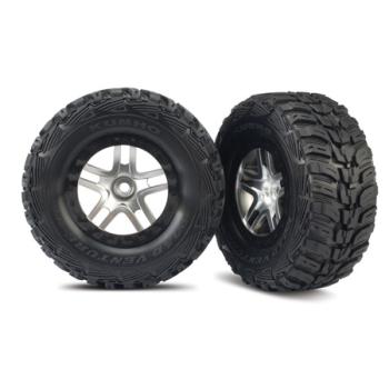 TRAXXAS TRA5882 Kumho Venture MT Front Tires (2) (Satin Chrome) (Standard) w/ Split Spoke