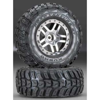 TRAXXAS TRA5882R Kumho Venture MT Front Tires (2) (Satin Chrome) (S1) w/ Split Spoke