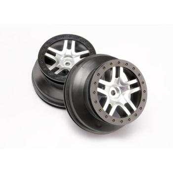 TRAXXAS TRA6872 Dual Profile Split-Spoke SCT Wheels (Satin Chrome/Black-2) (Slash Rear)