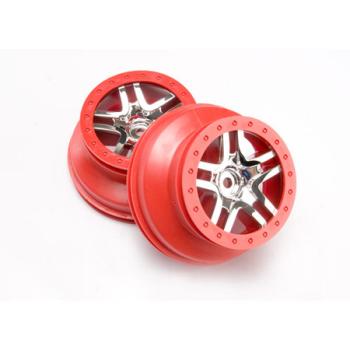 TRAXXAS TRA6872A 12mm Hex Dual Profile Split-Spoke SCT Wheels (Chrome/Red) (2) (Slash Rear)