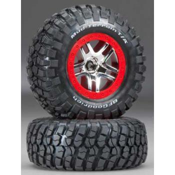 TRAXXAS TRA6873R BFGoodrich Mud TA Rear Tires (2) (Satin Chrome) (S1) w/ Split Spoke Wheel