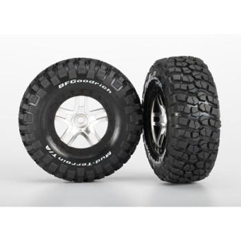 TRAXXAS TRA6873X BFGoodrich Mud TA Rear Tires (2) (Satin Chrome) (S1)  w/ Split Spoke Wheel