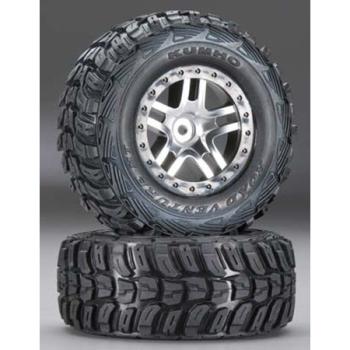 TRAXXAS TRA6874 Kumho Venture MT Rear Tires (2) (Satin Chrome) (Standard) w/ Split Spoke Wheel