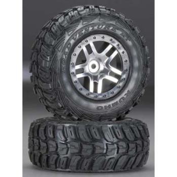 TRAXXAS TRA6874R Kumho Venture MT Rear Tires (2) (Satin Chrome) (S1) w/ Split Spoke Wheel