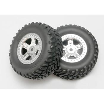 TRAXXAS TRA7073 Pre-Mounted SCT Off-Road Tire (Satin Chrome) (2) 1/16