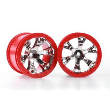 TRAXXAS TRA7271 2.2" Geode Beadlock Style Wheels w/12mm Hex (2) (Chrome/Red) 1/16