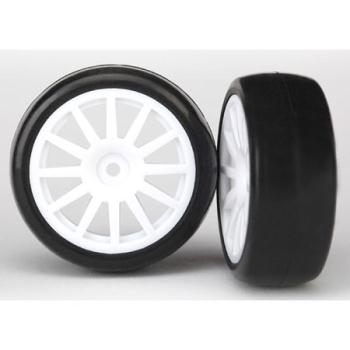 TRAXXAS TRA7572 Pre-Mounted Slick Tires & 12-Spoke Wheels (2) (White) LaTrax