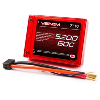 Venom Group In VNR15127 60C 2S1P 5200mAh 7.4v LiPO Square Pack ROAR : UNI