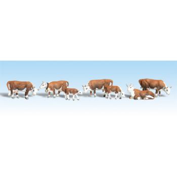 WOODLAND SCENIC WOOA1843 HERFORD COWS H O SCALE