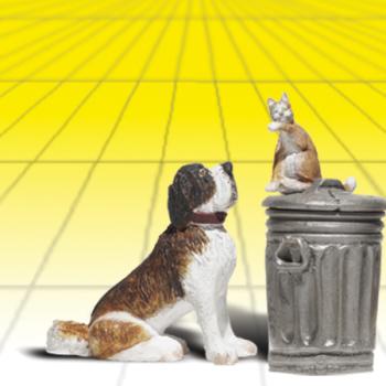 WOODLAND SCENIC WOOA2524 G Dog w/Cat on Trashcan