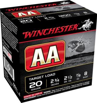 Winchester Ammunition  Winchester Ammo AA208 AA Target 20 Gauge 2.75" 7/8 oz 8 Shot 25 Bx/ 10 Cs