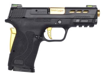 Smith & Wesson 13228 M&P Shield EZ 9mm Performance Center 3.8" Gold Ported Barrel No Safety 8 Round