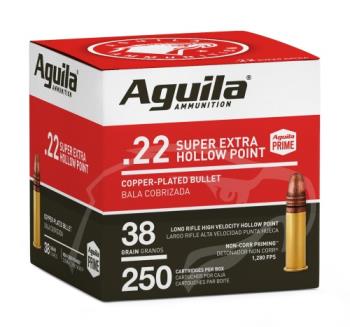 125927 Aguila 1B221103 Super Extra High Velocity 22 LR 38 gr Copper Plated Hollow Point