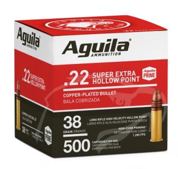 Aguila 125929 AGUILA 22LR HIGH VEL 1280FPS 38GR PLATED HP 500RD 4BX/CS