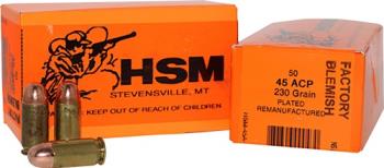 132391 HSM 4512R Training  45 ACP 230 gr Plated Lead Round Nose 50 Bx/ 20 Cs
