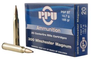 PPU PP3002 Standard Rifle  300 Win Mag 165 gr Pointed Soft Point Boat-Tail (PSPB