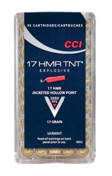 58020 CCI 0053 Varmint TNT 17 HMR 17 gr Jacketed Hollow Point (JHP) 50 Bx/ 40 Cs