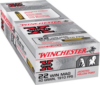 Winchester Ammunition X22MH WINCHESTER SUPER-X 22 WMR 1910FPS 40GR JHP 50RD 40BX/CS