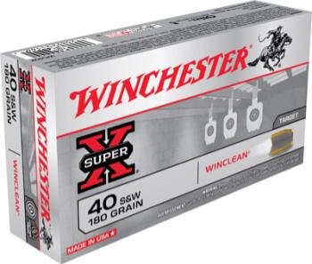 Winchester Ammunition  Winchester Ammo WC402 Super-X  40 S&W 180 gr Winclean Brass Enclosed Base 50 Bx/