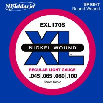D'Addario EXL170S Regular Light, Short Scale, XL Nickel Bass Guitar Strings 45-100