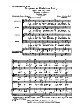 O Rejoice Ye Christians Loudly (From Cantata 40) by Bach Johann Sebastian - Clough-Leighter Henry - for SATB