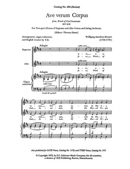Ave verum Corpus, K.618 (Jesu, Word of God Incarnate) (Choral Score)