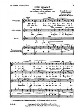 Hodie Apparuit by de Lassus Orlande - Williams Walter - for SSA
