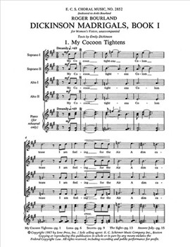 Dickinson Madrigals Book I by Bourland Roger Dickinson Emily for SSAA and SSA
