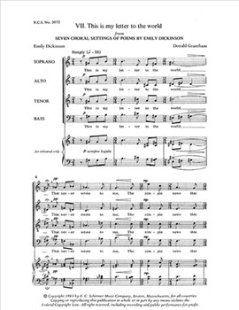This Is My Letter To The World by Grantham Donald Dickinson Emily for SATB